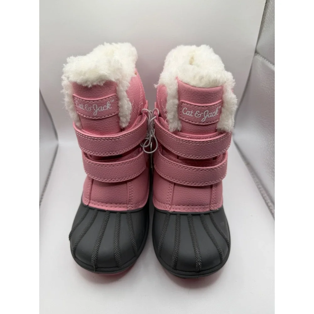 Cat & Jack Denver Pink Waterproof Snow Boots Faux Fur Trim Toddler Size 5 NEW